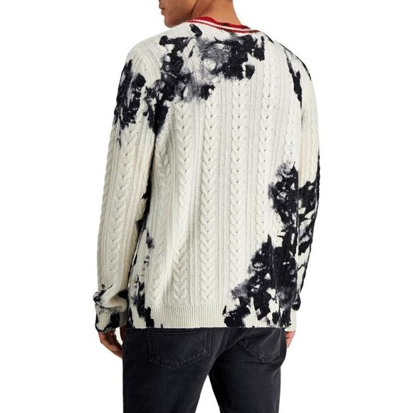 INC International Concepts Men's Cashmere Dye-Splattered Cardigan - White XL - Picture 7 of 7